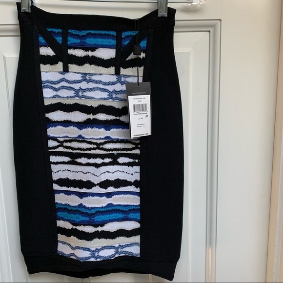 NWT HERVE LEGER Vera Striped Ripple Pencil Skirt‎ Sz S - Picture 5 of 12